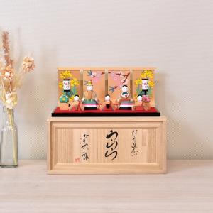 久月 雛人形 ひな人形 親王飾り アクリルケース 白木 花付 コンパクト