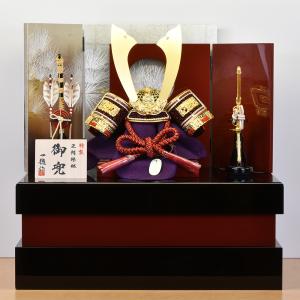 五月人形 コンパクト 収納飾り 兜飾り 収納式 12号 印伝 細工 兜 おしゃれ 丸型 窓 5月人形 かぶと ミニ お祝い 初節句 木製 台 木 端午の節句 2025 sn2565-12