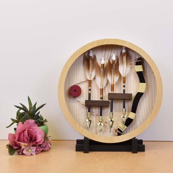 破魔弓 壁掛け おしゃれ 破魔矢飾り コンパクト モダン アクリルケース 円型 丸タイプ おしゃれ ...