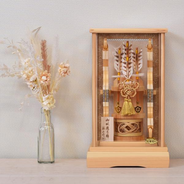 破魔弓 コンパクト 初正月飾り 檜 木目 ひのき 破魔矢 破魔弓飾り 13号 ミニ 銘木 桧 白木 ...