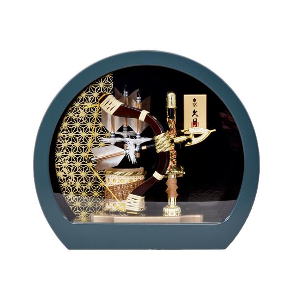 破魔弓 久月 コンパクト 丸型 円形 緑 グリーン 組子柄 おしゃれ かわいい 初正月 破魔矢 ミニ...