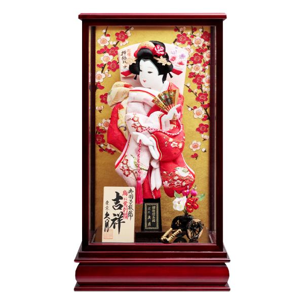 羽子板 久月 お祝い 初正月 羽子板飾り コンパクト ケース飾り 板ケース入 梅花 13号 刺繍振袖...