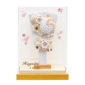 羽子板 お祝い 7号 (高さ約21cm) ケース飾り カンザシ付き 初正月飾り モダン ミニ 羽子板飾り つまみ細工 モダン 舞桜 無垢 オフホワイト 2026