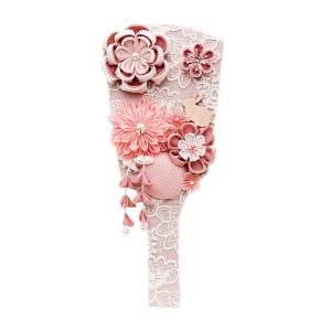 羽子板 単品 コンパクト かわいい おしゃれ 7号 (高さ約21cm)  初正月飾り モダン ミニ 羽子板飾り つまみ細工 ローズピンク 2026