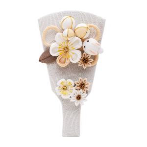 羽子板 単品 コンパクト かわいい おしゃれ 7号 (高さ約21cm) カンザシ付き 初正月飾り モダン ミニ 羽子板飾り つまみ細工 うさぎカンザシ ベージュ 2026