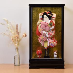 羽子板 ピンク 刺繍 うさぎ 兎柄 初正月 羽子板飾り ガラス ケース飾り