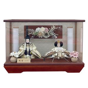 久月 雛人形 ひな人形 親王飾り アクリルケース 白木 花付 コンパクト