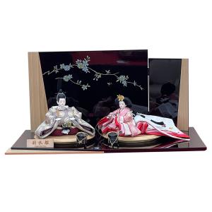 美品⭐お雛様⭐二人親王 コンパクト収納飾り 雛人形 コンパクト収納 親王飾りセット【P81204】 特殊塗料で美しく