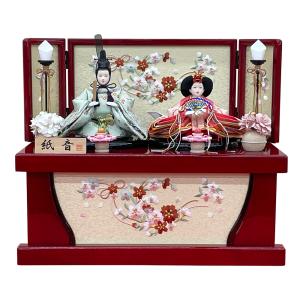 雛人形 コンパクト おしゃれ お祝い ひな人形 親王 収納飾り 収納箱 2人飾り 小芥子 三曲屏風 刺繍 かわいい 可愛い モダン 2026 4m12-gt-243