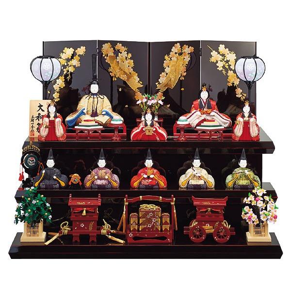 雛人形 コンパクト 木目込み 一秀 ひな人形 十人飾り 10人 3段 三段飾り かわいい おしゃれ ...