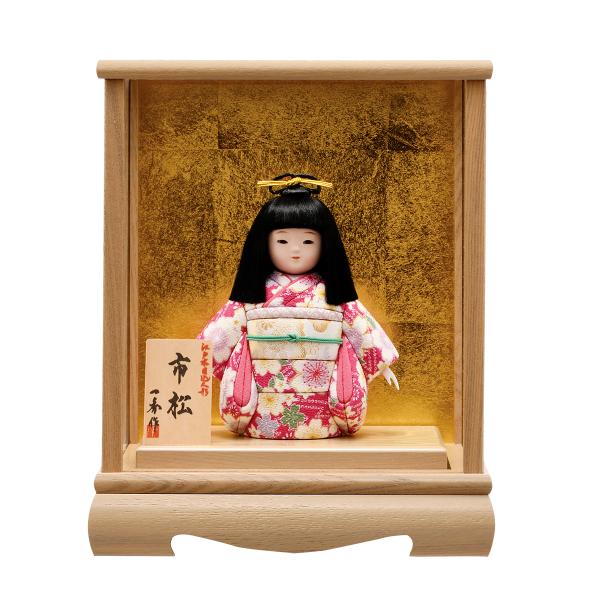 市松人形 ケース入 いちまつ 雛人形 コンパクト かわいい マンション 女の子 花柄 木目込み 金バ...