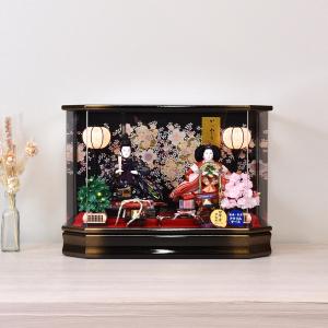 久月 雛人形 ひな人形 親王飾り アクリルケース 白木 花付 コンパクト