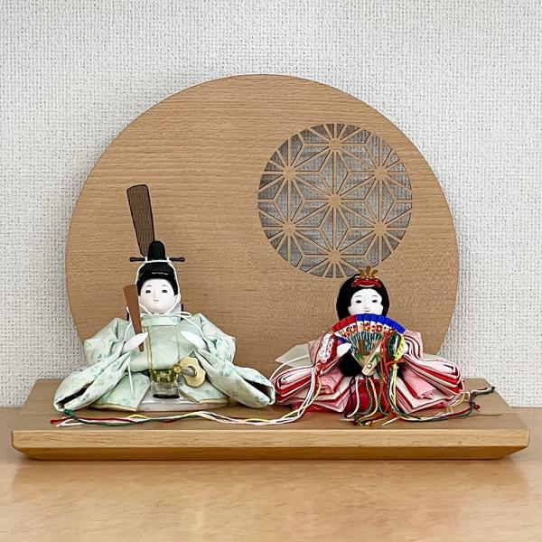 雛人形 コンパクト おしゃれ ミニ 可愛い 丸顔 木目 親王飾り 木製 モダン セット 小さい ひな...