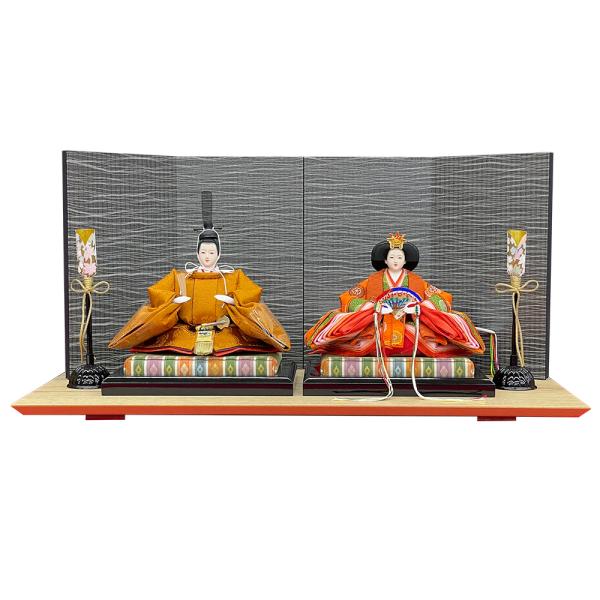 雛人形 コンパクト 親王飾り ミニ 黄呂染 ひな人形 古典飾り 黄櫨