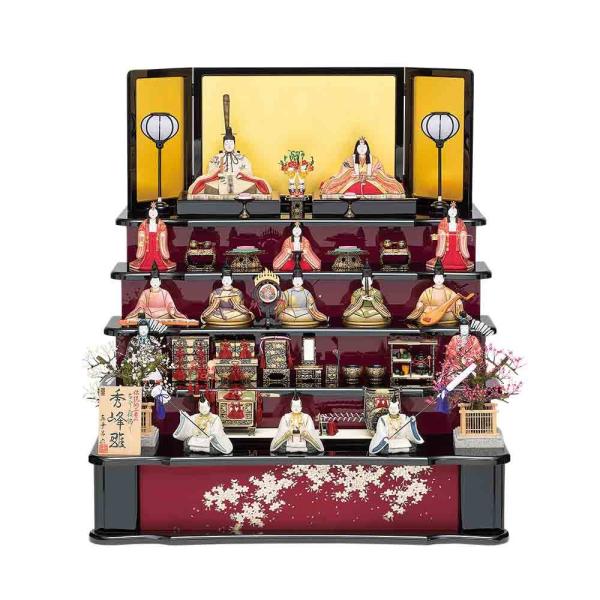 雛人形 木目込み 真多呂 段飾り 五段 秀峰雛15人飾り 伝統工芸品 かわいい モダン ひな人形 お...