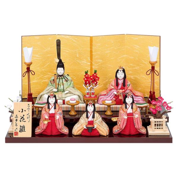 雛人形 木目込み 真多呂 段飾り 小花雛5人飾り コンパクト かわいい モダン ひな人形 おしゃれ ...