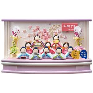 雛人形 ケース入り 丸型 円 コンパクト ちりめん ケース ひな人形 ケース飾り おしゃれ 丸顔 白 お雛様 十人飾り アクリル 紫 手作り 縮緬 243-1015 2026
