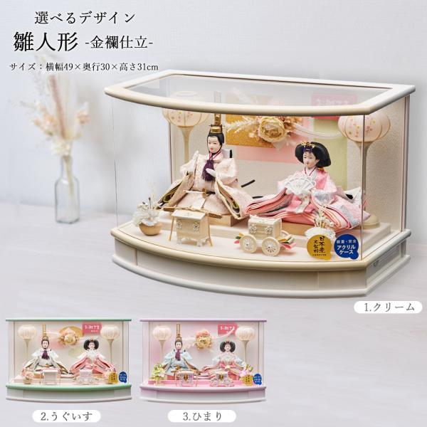 雛人形 コンパクト 円形 初節句 ミニ ケース飾り 選べる 小三五 親王飾り 金襴 丸型 アクリル ...