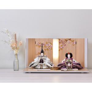 雛人形 コンパクト 紫 ひな人形 親王飾り 平飾り 白 ホワイト orijin  かわいい おしゃれ モダン 初節句 お雛様 おひな様 2024 10番3704-10-044