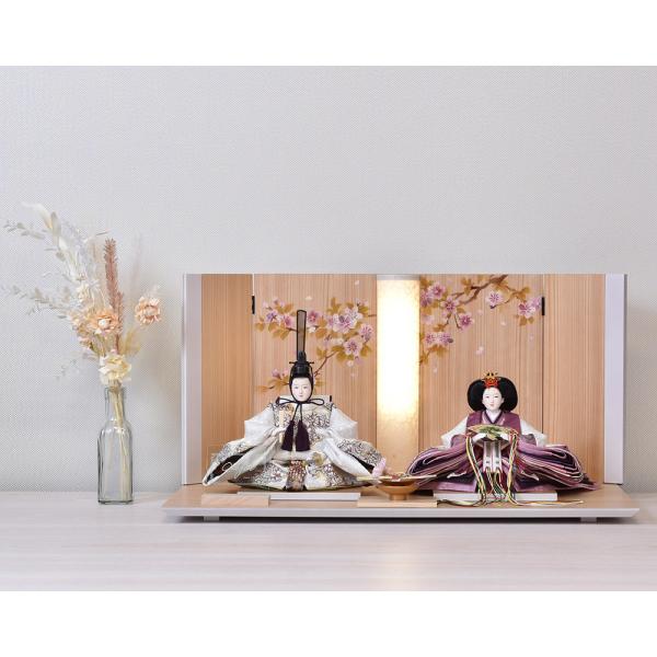 雛人形 コンパクト 紫 ひな人形 親王飾り 平飾り 白 ホワイト orijin  かわいい おしゃれ...