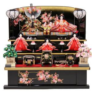 雛人形 三段飾り 五人３段５人黒塗ひな人形 お雛様 初節句飾り