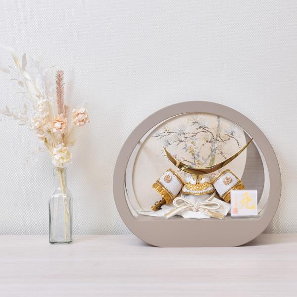 五月人形 丸型 丸 ケース入り 久月作 コンパクト お祝い 兜飾り ケース飾り アクリル 円形 4号...