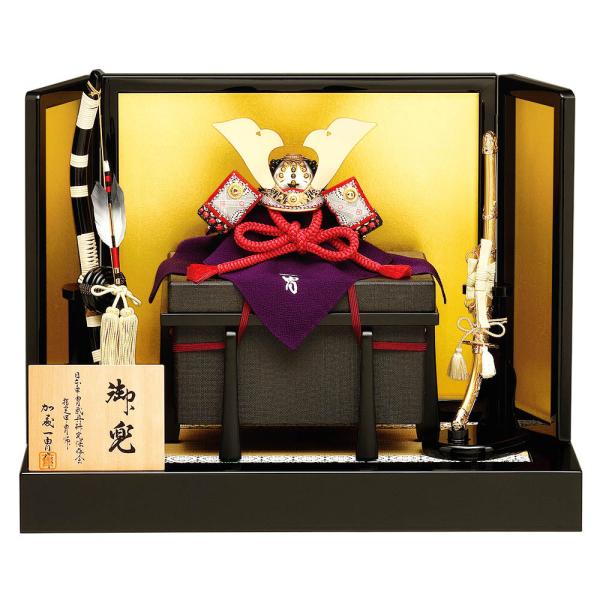 五月人形 真多呂人形作 兜飾り 加藤一胄作 四分の一 小桜革 兜飾りセット 3125