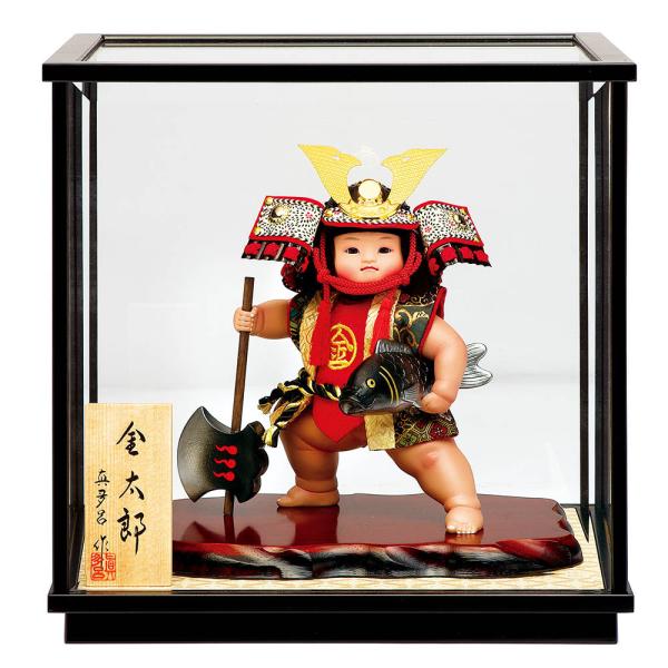 五月人形 真多呂人形作 木目込み 金太郎飾り ケース飾り 金太郎ケース付 3552