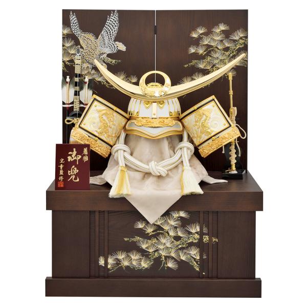 五月人形 コンパクト 上杉謙信 おしゃれ 兜飾り 25号 白金 上杉 着用兜 収納飾り 白 おしゃれ...