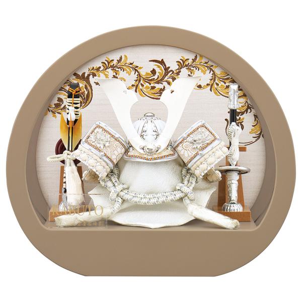 五月人形 お祝い 初節句 コンパクト 兜飾り ケース飾り 5号 アクリル 中鍬兜 モカ 円形ケース ...