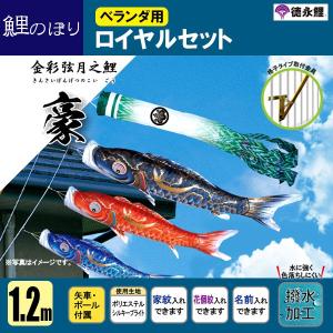 鯉のぼり マンション ベランダ こいのぼり １．２ｍセット 豪 徳永鯉のぼり 格子式 撥水加工鯉｜jinya