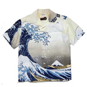 SUN SURF サンサーフ アロハシャツ メンズ SS37651 葛飾北斎 神奈川沖浪裏 105/OFF WHITE