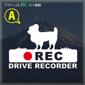 チワワ　ロングコート　ドライブレコーダー　録画中　ステッカー　あおり運転防止　ドラレコ