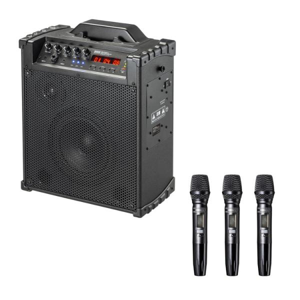 ワイヤレスマイク付き拡声器スピーカー(バッテリー内蔵・ワイヤレスマイク3本対応)サンワサプライ[SA...