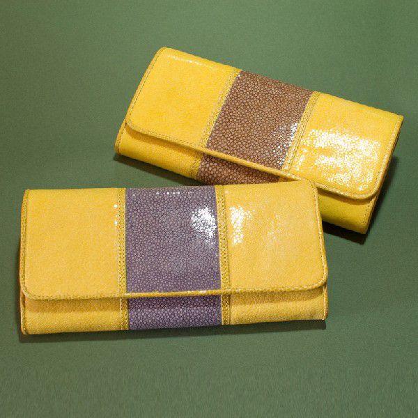 エイ革二重染めウォレット 長財布イエロー