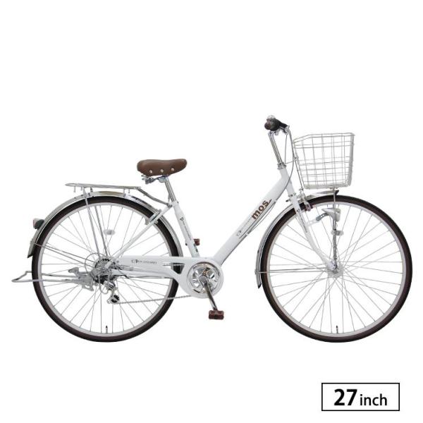 自転車 通勤 通学 27インチ 外装6段変速 LEDオートライト シティサイクル モースDX 荷台 ...