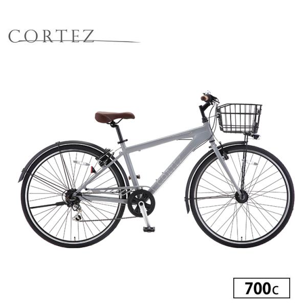 コルテス クロスバイク 自転車 通勤 通学 700C 外装6段変速 LEDオートライト アルミフレー...