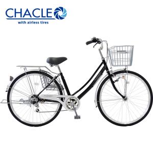 【完全組立】CHACLE（チャクル） エアレスタイヤ搭載 FLOWDIA（フローディア）｜2023年度モデル｜26/27インチ6段変速シティサイクル