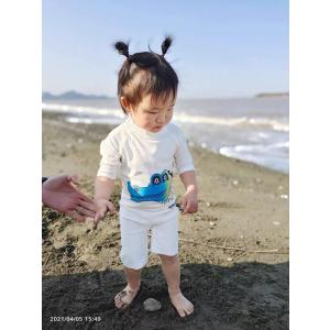 オーロラカラーのワニ柄ベビー水着 オールインワ...の詳細画像1