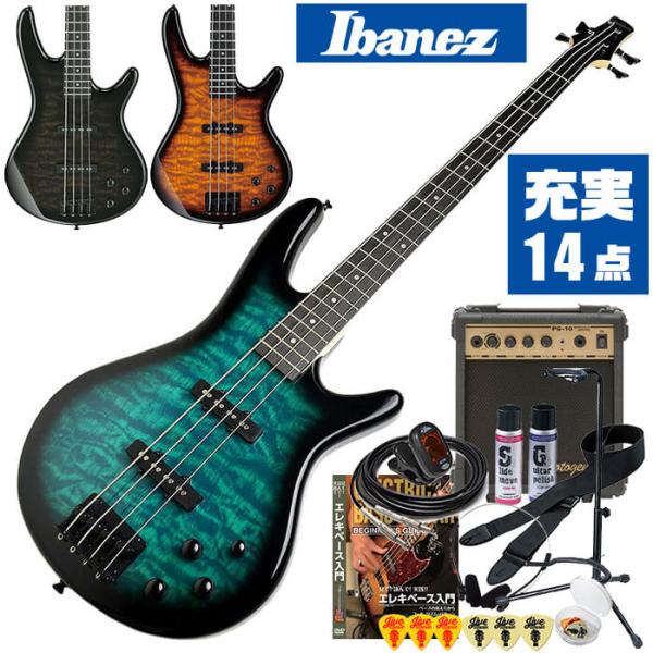 ベース 初心者セット Ibanez GSR280QA 入門 (充実14点) アイバニーズ エレキベー...