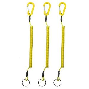 Lix&Rix スパイラルコード 尻手ロープ ワイヤー内蔵 汎用 黄 3本セット