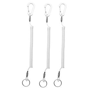 Lix&Rix スパイラルキーチェーン スプリングコード ワイヤー内蔵 汎用 銀 3本セット