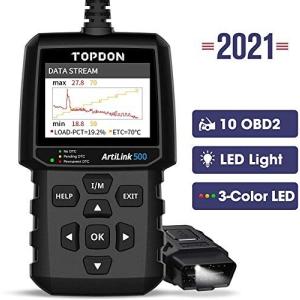 TOPDON OBD2 故障診断機 AL500 全OBD2機能 コードの読み取り＆クリア チェックエンジンライト診断ツール スモッグ