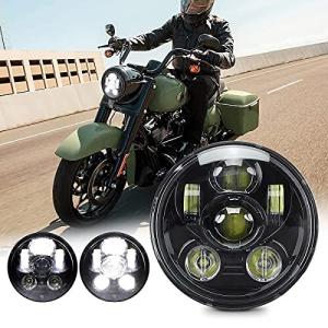 JIAHER バイク ヘッドライト 車検対応 汎用 5.75インチ LED ヘッドライト ハーレーダビッドソン 883 スポーツスタ