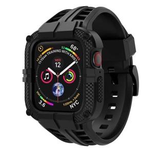T-ENGINE バンド Apple Watch 44mm用 SE/Series 6 / Series 5 / Series 4 対応 一体型 保護ケース カバーベルトTPU素材 耐衝撃 ス