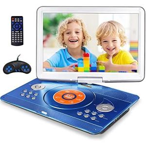 Jekero ポータブルDVDプレーヤー 14.1インチ超大画面 270度回転 前後180°反転 大容量充電式バッテリー5時間連続再