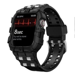 T-ENGINE Apple Watch バンド 45mm/44mm/42mm 対応 一体型 全面保護ケース付き カバー TPU素材 耐衝撃 傷防止 スポーツバ