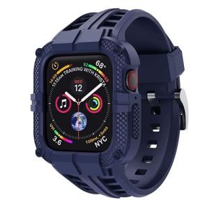 T-ENGINE バンド Apple Watch 44mm用 SE/Series 6 / Series 5 / Series 4 対応 一体型 保護ケース カバーベルトTPU素材 耐衝撃 ス