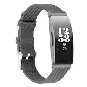 Comtax for Fitbit Inspire HR バンド ナイロン製交換用ベルト 多色選択 調整可能 対応 Fitbit Inspire Fitbit Inspire HR (L,ブラ
