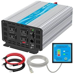 CARRYBATT インバーター 1000W 正弦波 12V 最大 2000W リモコン機能付き DC12Vを AC100V変換 50HZ / 60HZ 切